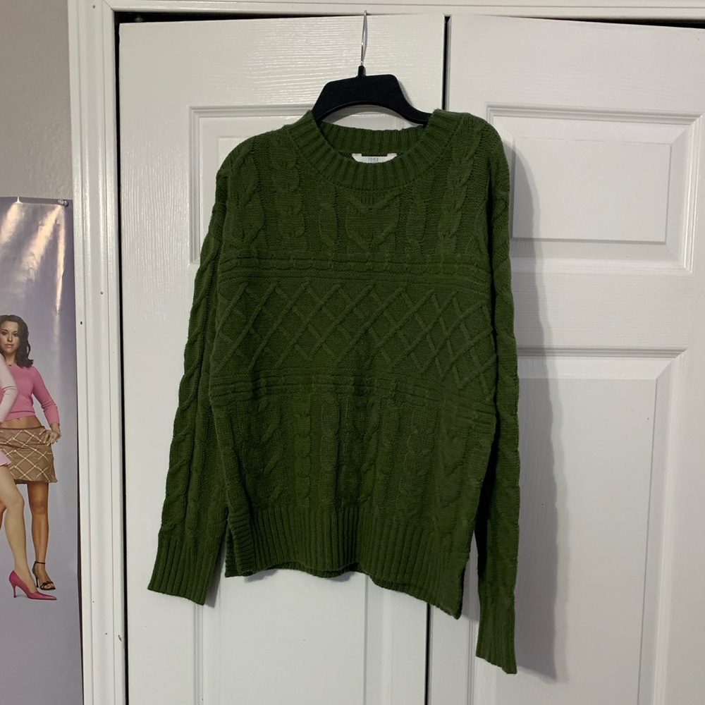 time and tru green knit sweater